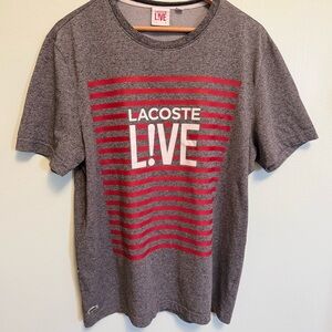 Lacoste Live Charcoal and Crimson Striped Tee